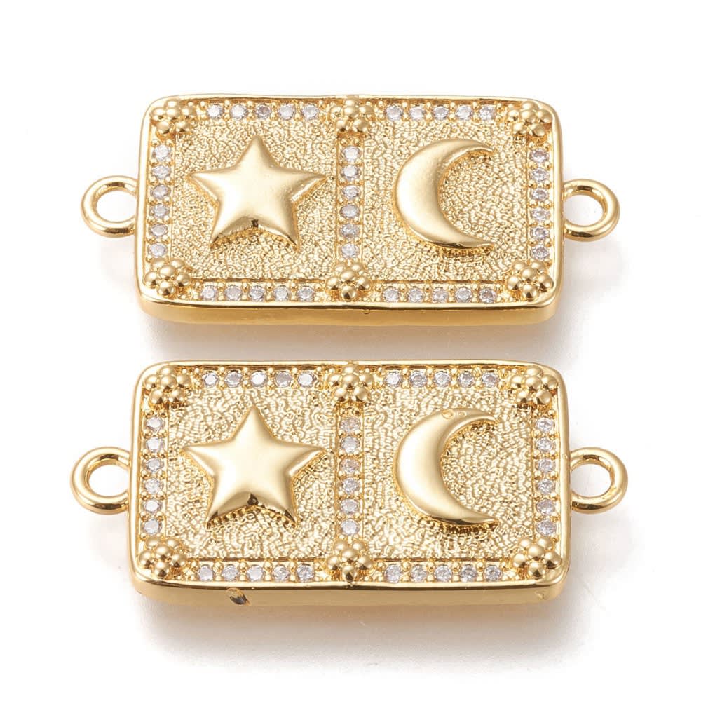 Dije conector luna estrella 31.5 mm baño oro / unidad1