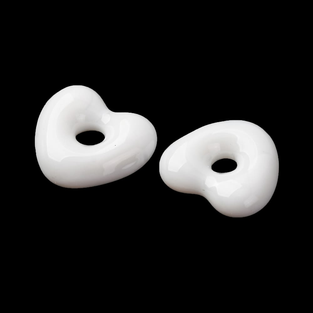 Dije pasador corazón murano con orificio grande de 4 mm / unidad3