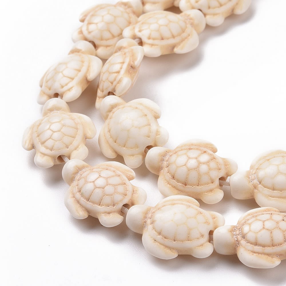 Cuenta pasadora tortuga marina piedra turquesa fósil blanca2