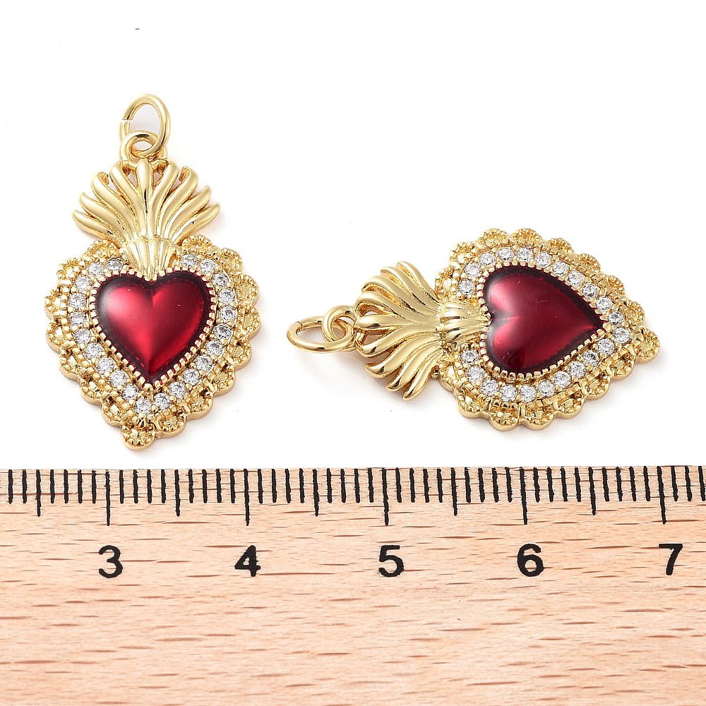 Dije colgante sagrado corazón zircón baño de oro / unidad3