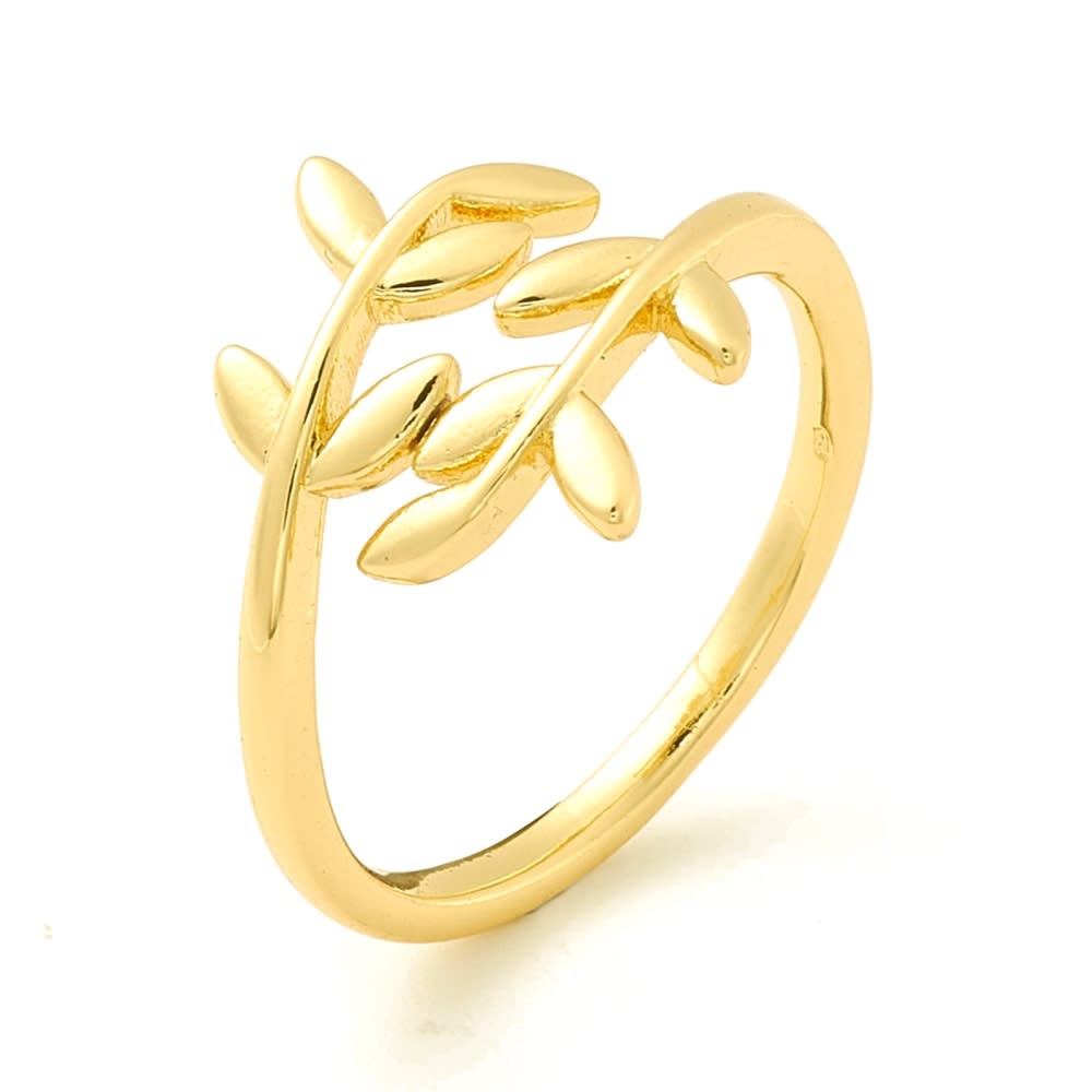 Anillo ajustable minimalista hoja baño de oro / unidad2