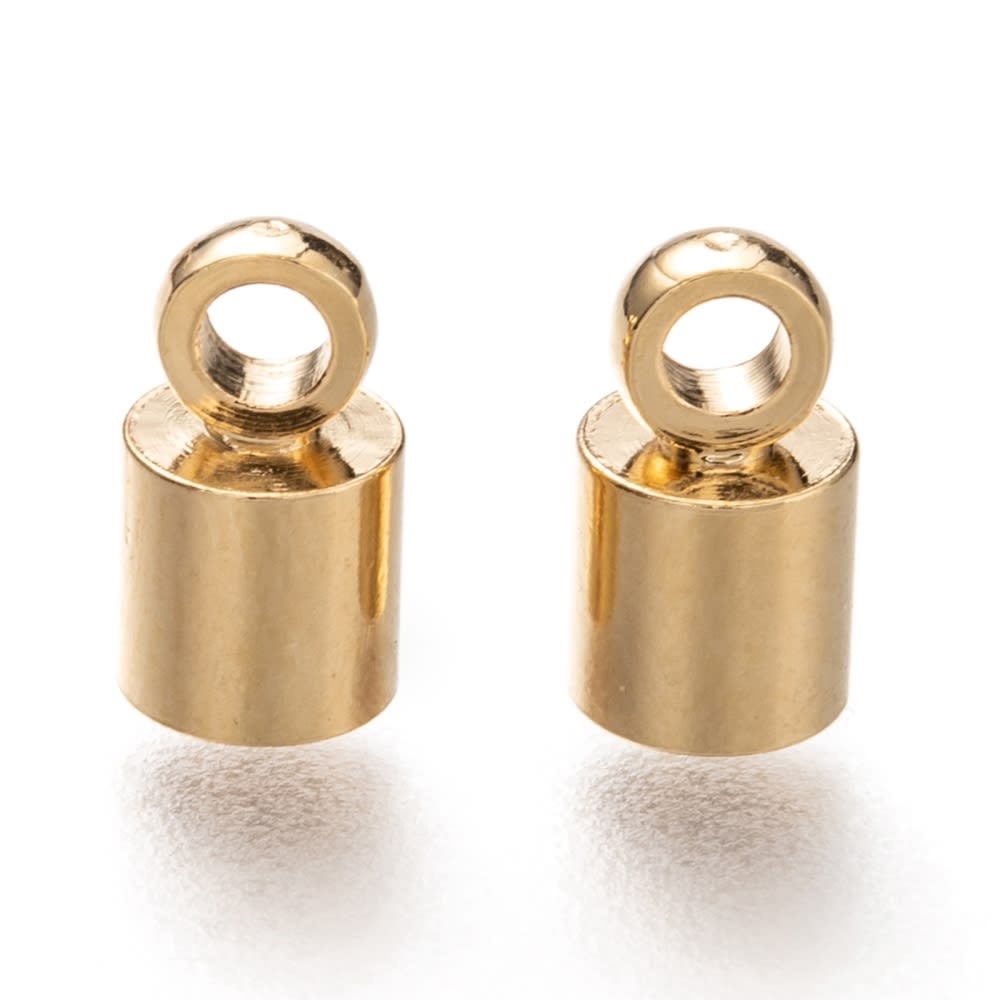 Terminal campana tapa cuero 3 mm baño de oro / par1