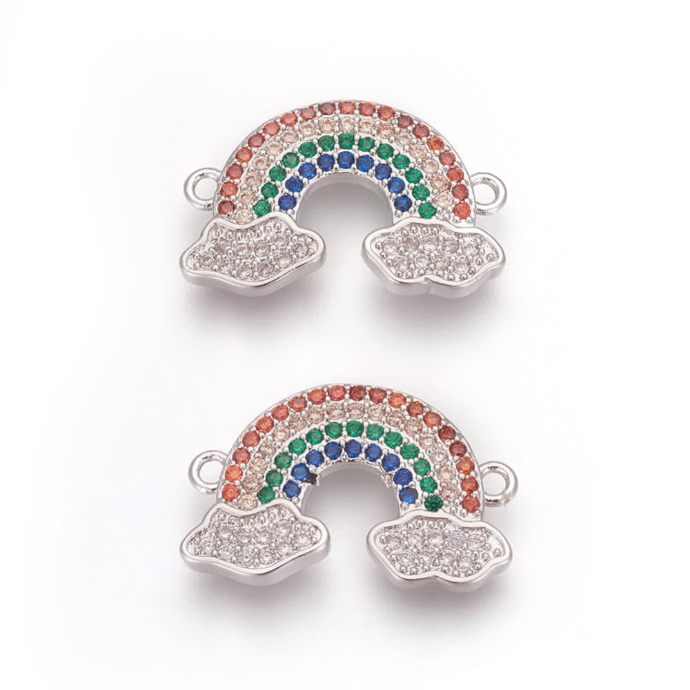 Dije conector arco iris multicolor baño platino / unidad1