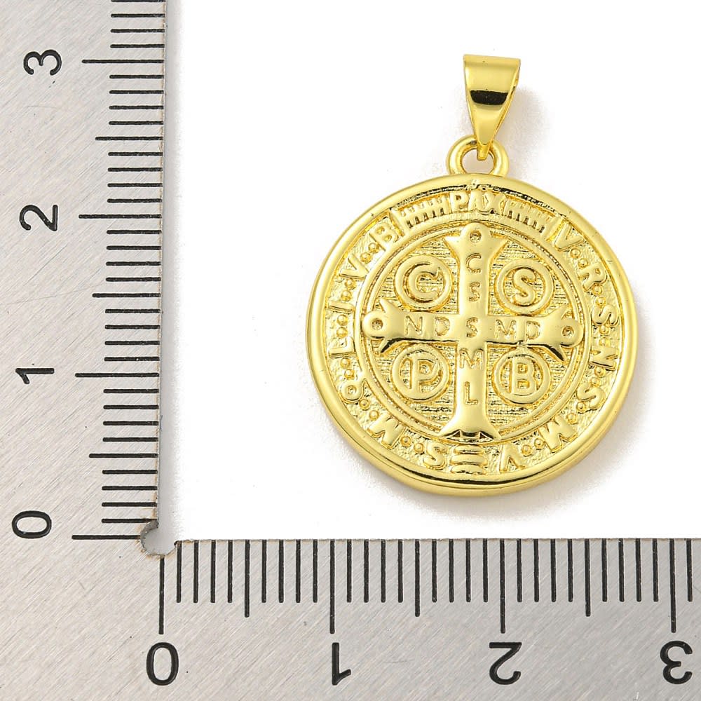 Dije colgante medalla 20 mm San Benito nácar / unidad3