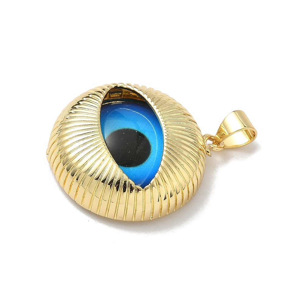 Dije colgante ojo turco 21 mm resina baño oro / unidad2