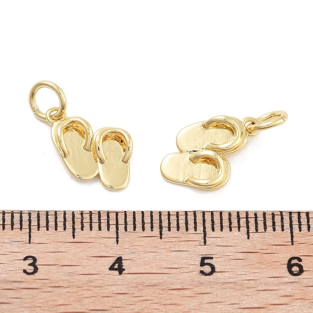 Dije colgante sandalia chala chancla 13 mm baño de oro / unidad3