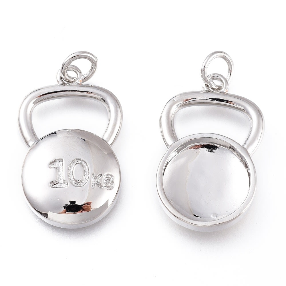 Dije colgante pesa rusa 10kg gym fitness 21x13 mm latón / unidad3