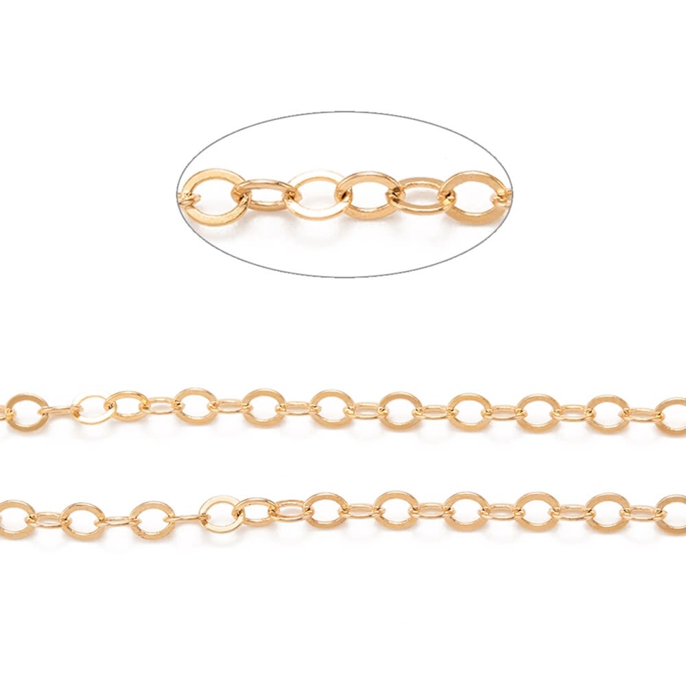 Cadena eslabón redondo soldado 3.5 x 3 mm baño de oro / metro4