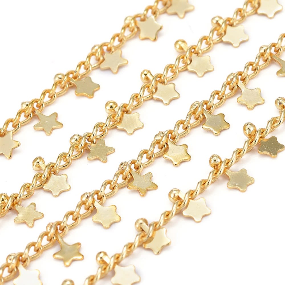 Cadena mini estrellas colgantes baño de oro platino / metro1