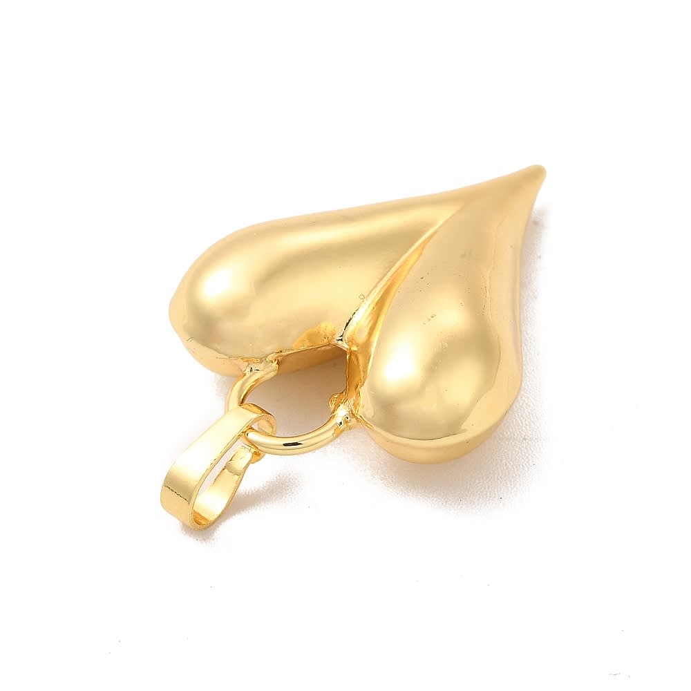 Dije colgante corazón alargado 28 mm baño oro / unidad2