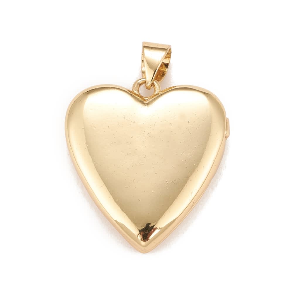 Relicario foto portafoto corazón 20.5 mm zircón baño oro / unidad3