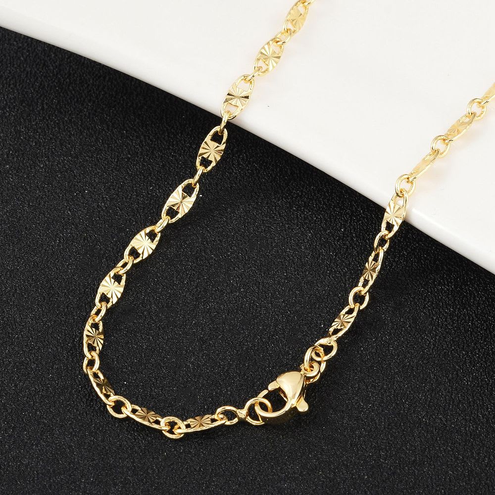 Cadena armada tejido grano de café 6.5x3 mm baño oro / unidad1