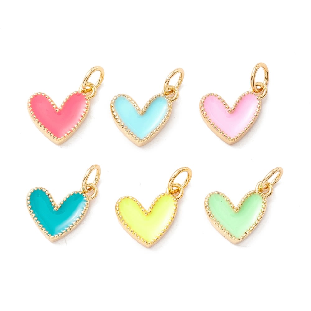 Dije esmaltado mini corazón heart 9 mm baño de oro / unidad2