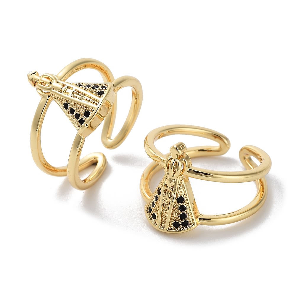 Anillo ajustable virgen del valle zircón baño de oro / unidad3