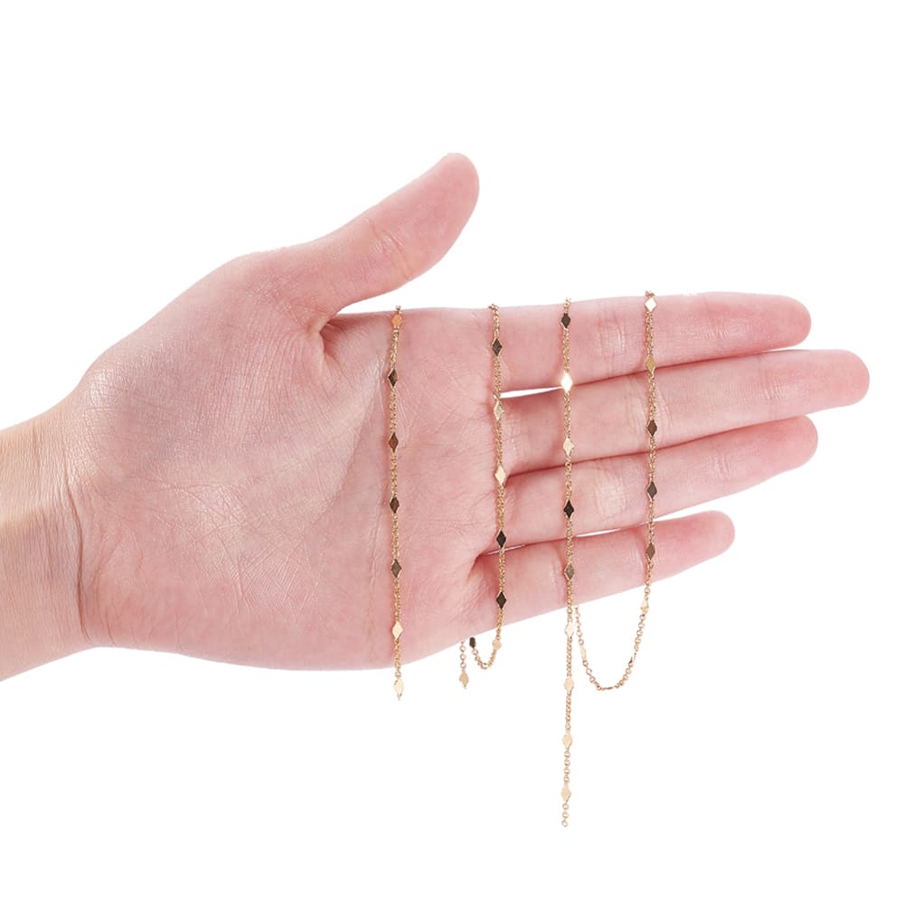 Cadena eslabón rombo 1.5 mm baño de oro / metro2