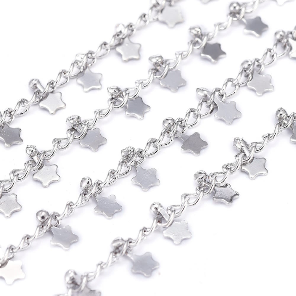 Cadena mini estrellas colgantes baño de oro platino / metro2