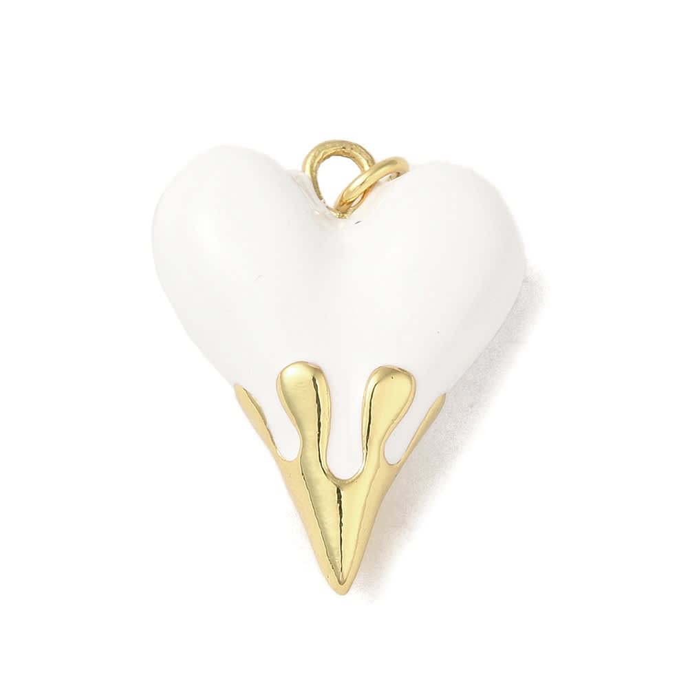 Dije colgante corazón alargado esmaltado 24.5 mm baño oro / unidad6