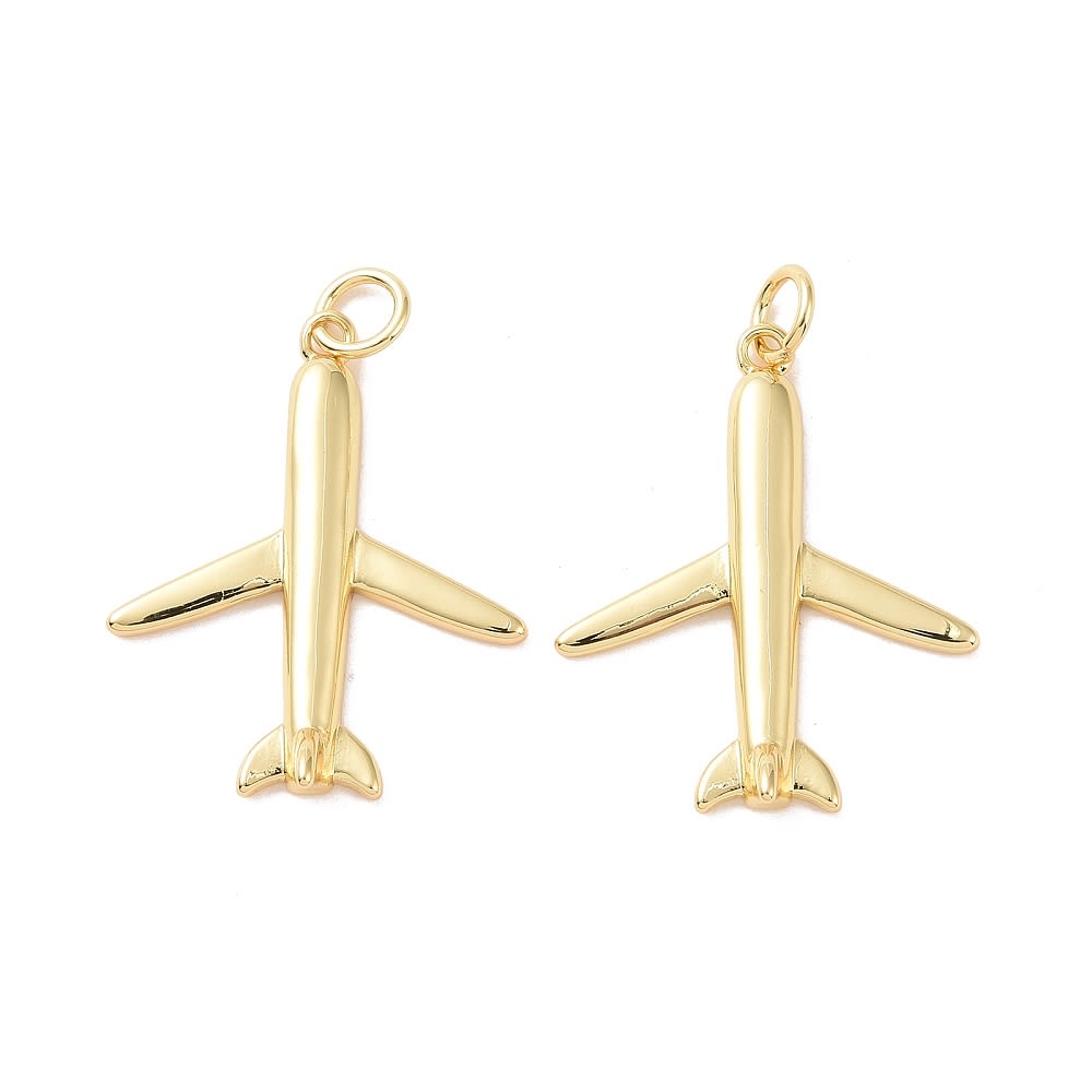 Dije colgante avión 24.5x20 mm latón / unidad1