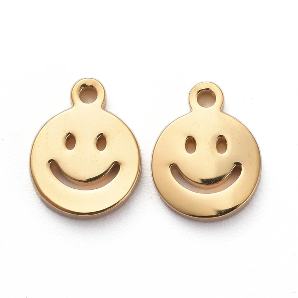 Dije colgante carita feliz happy face 8 mm acero / unidad2