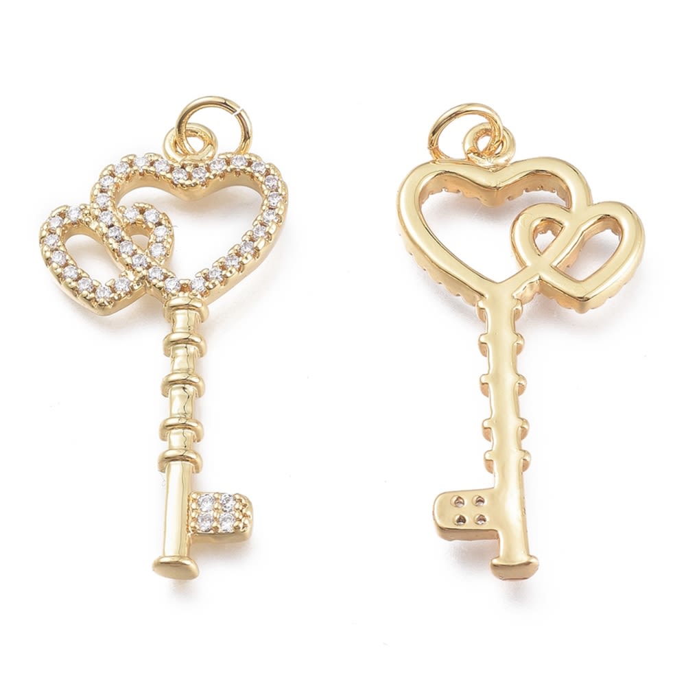Dije colgante llave amor corazón baño de oro zircón / unidad1