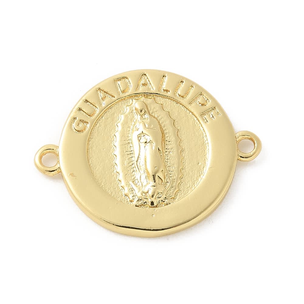 Dije conector virgen guadalupe 22 mm baño oro / unidad1
