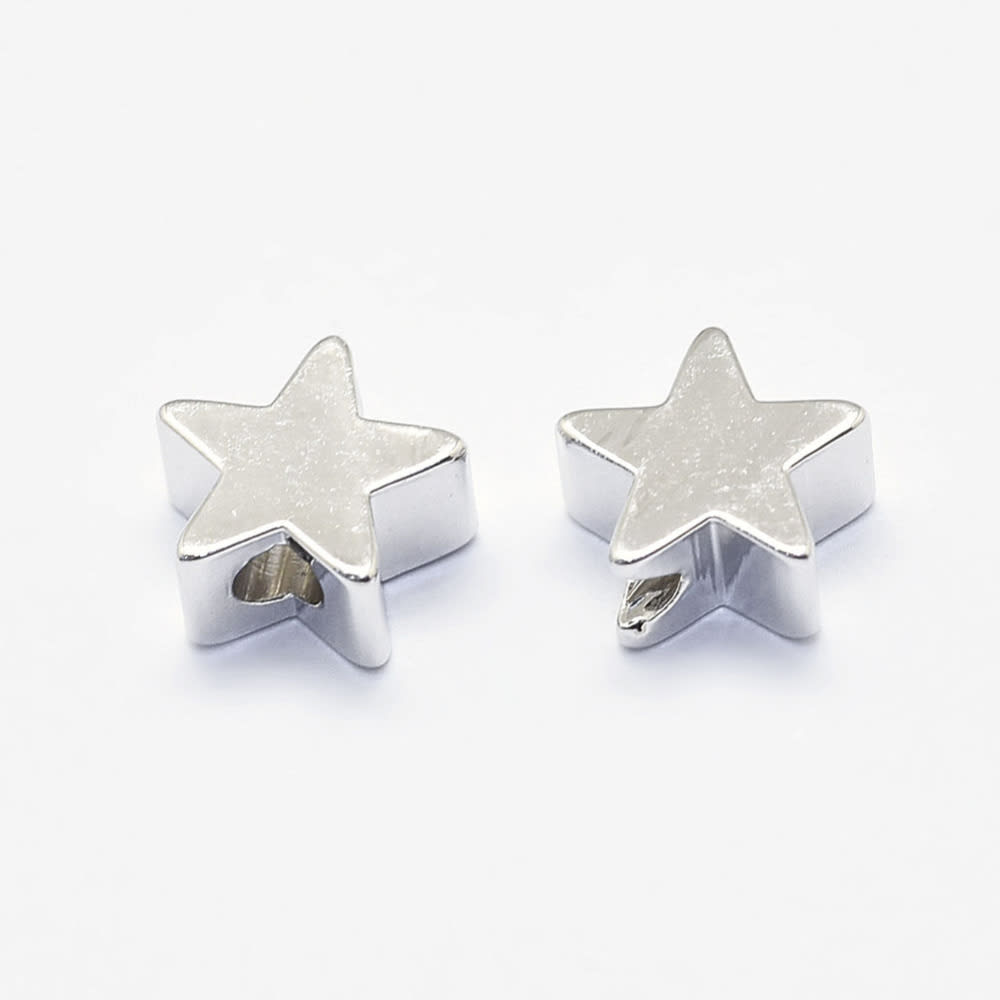 Dije pasador estrella 6 mm baño de platino / unidad1
