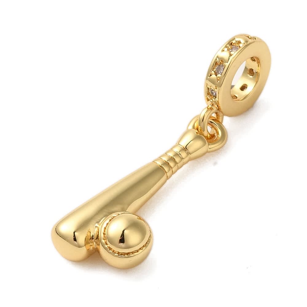 Colgante europeo charm bate béisbol baño de oro / unidad2
