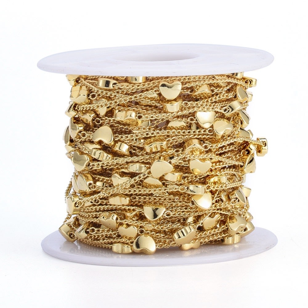 Cadena con estrella corazón pasador baño de oro / metro5