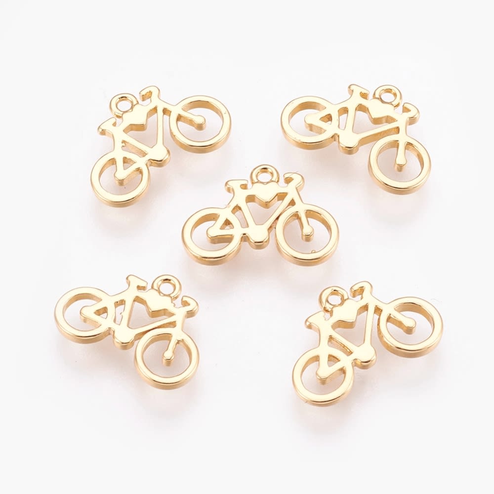 Dije colgante bicicleta 13 mm baño de oro / unidad2