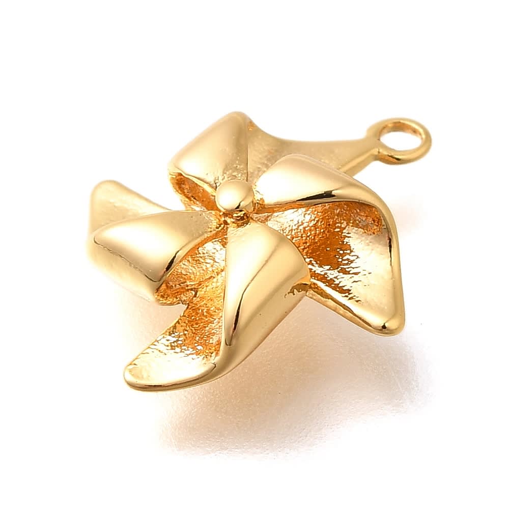 Dije colgante ventilador origami 15 mm baño oro / unidad2