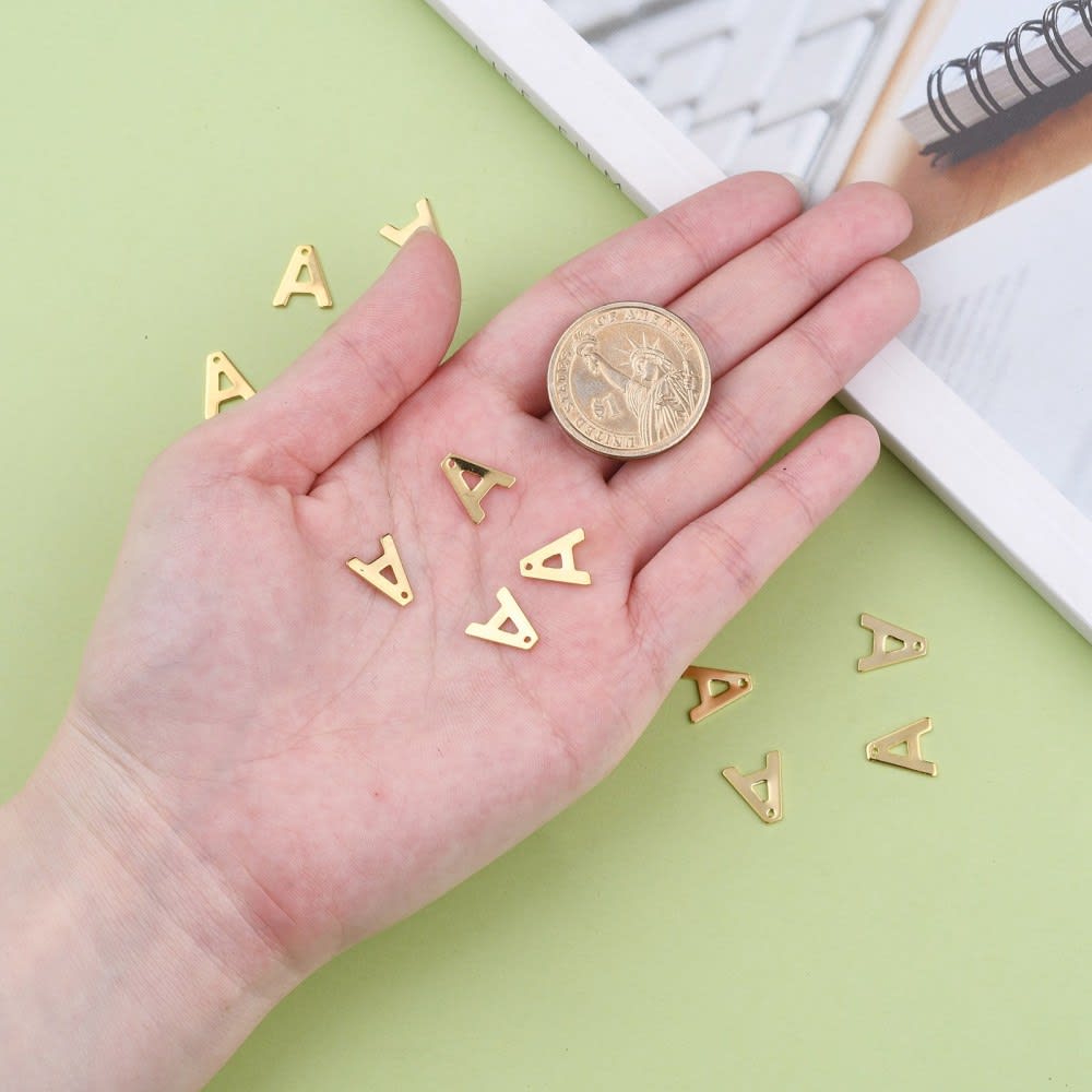 Letras colgantes abecedario 11 mm acero dorado / unidad4