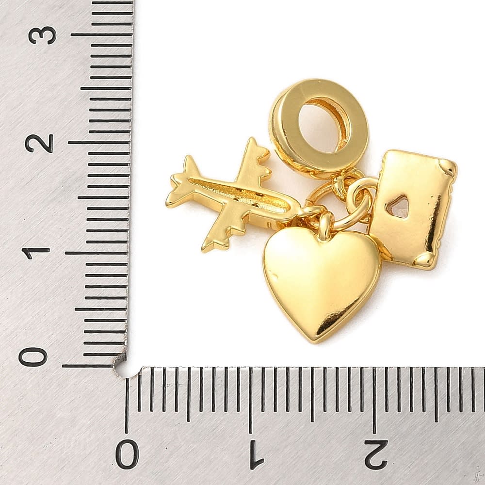 Colgante europeo charm viaje travel zircón baño de oro / unidad3