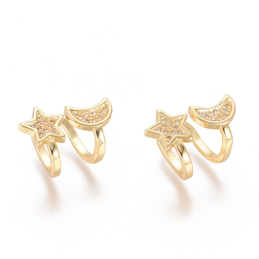 Ear cuff aros solitarios luna estrella baño de oro / unidad1