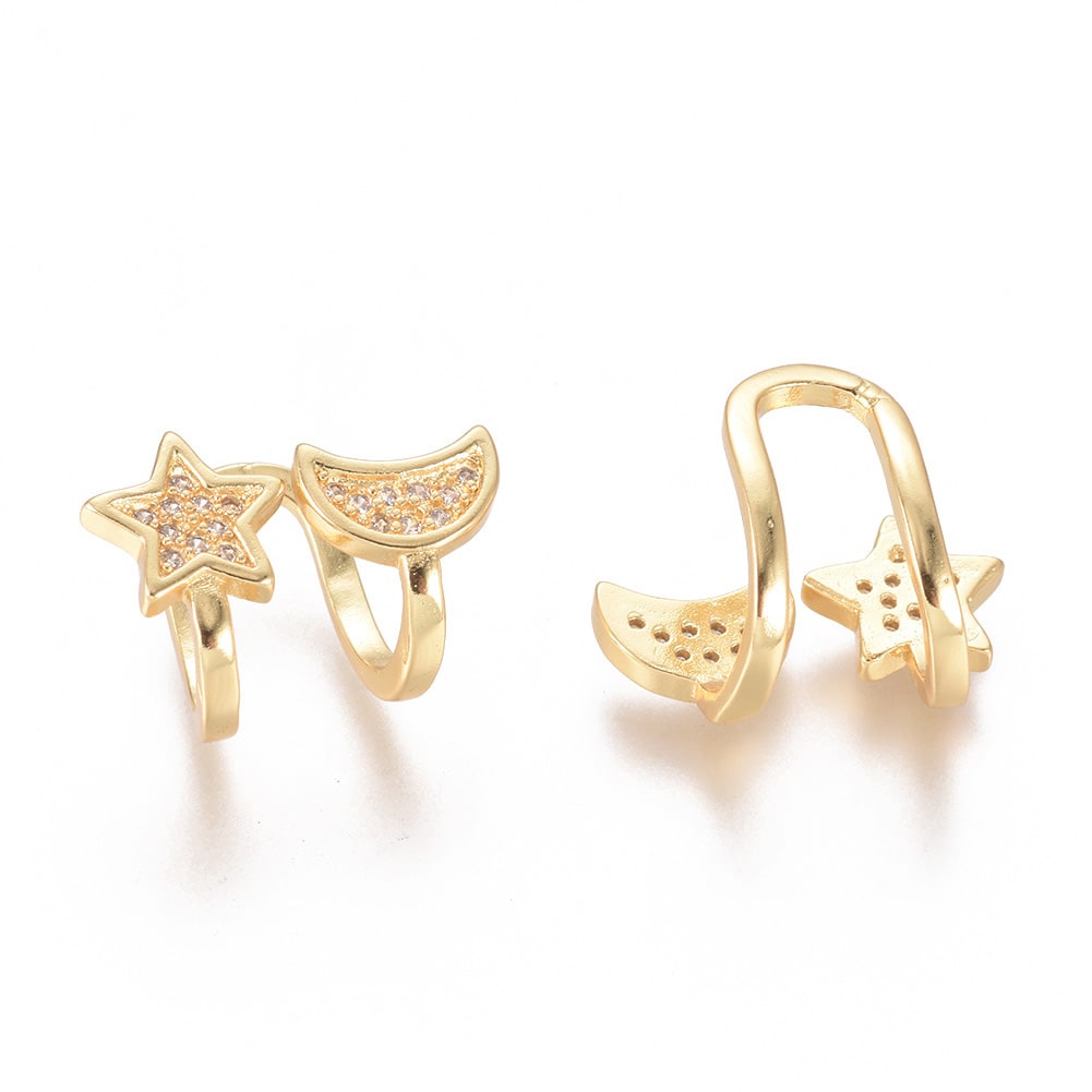 Ear cuff aros solitarios luna estrella baño de oro / unidad2