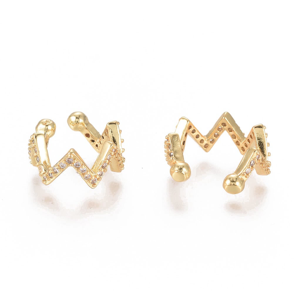 Ear cuff aros solitarios luna zig zag baño de oro / unidad2