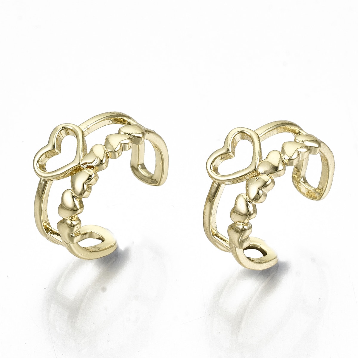 Ear cuff solitarios corazón doble 16 mm baño de oro / unidad1