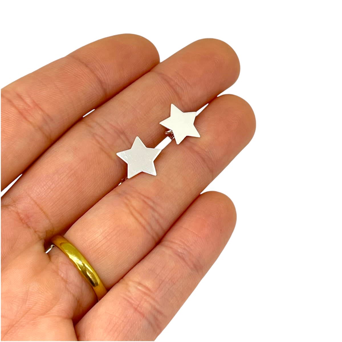 Base de aros topito estrella 11 mm baño plata / par2