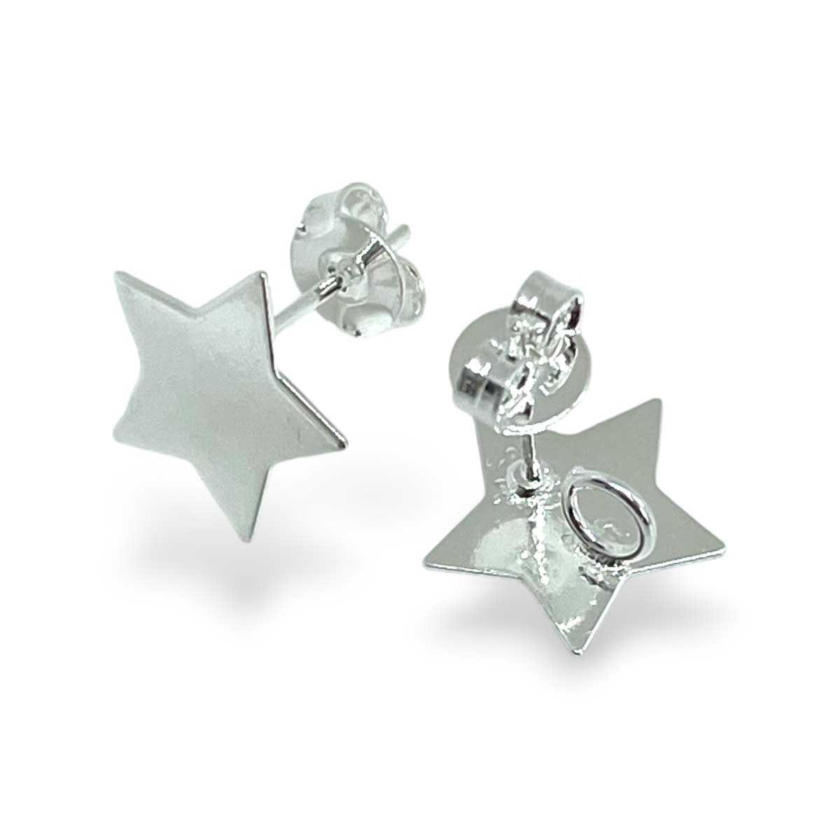 Base de aros topito estrella 11 mm baño plata / par1