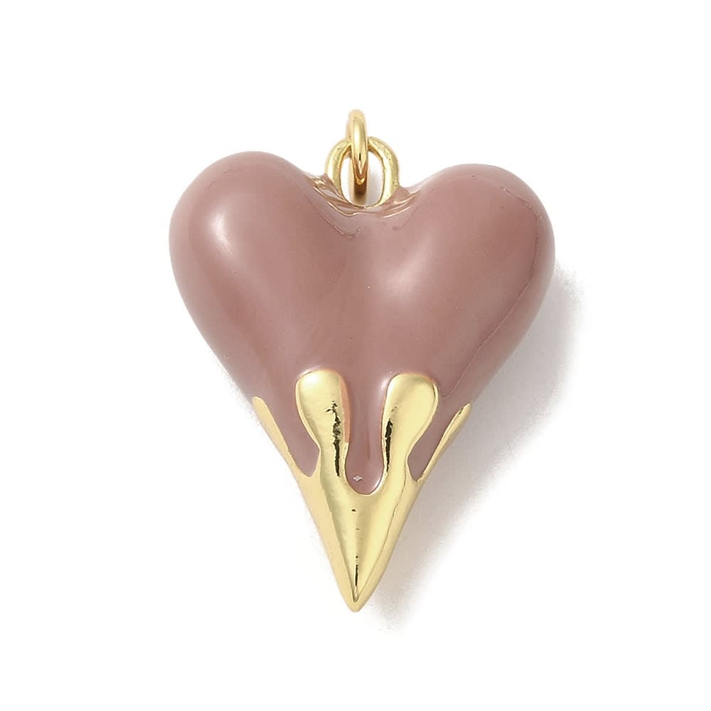 Dije colgante corazón alargado esmaltado 24.5 mm baño oro / unidad8