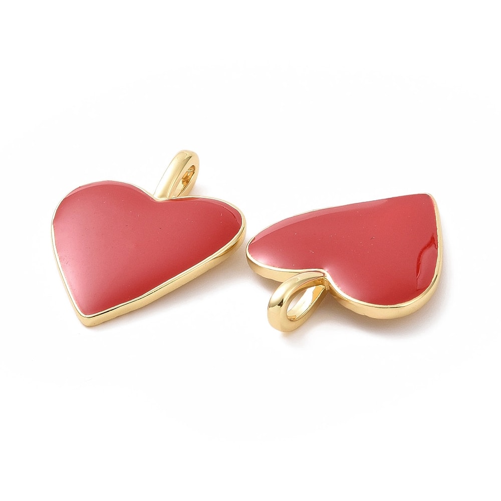 Dije esmaltado maxi corazón 24 mm baño de oro / unidad5