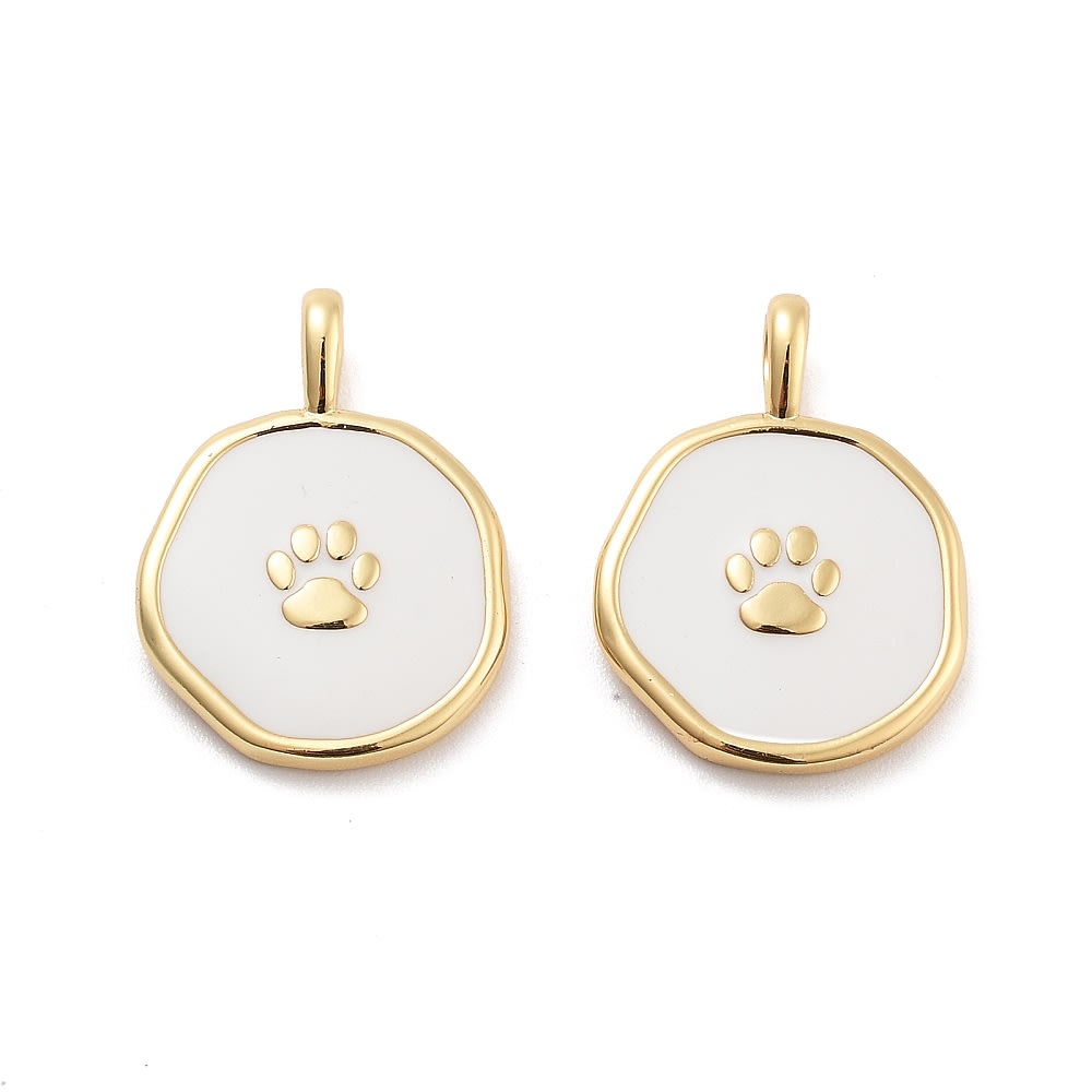 Dije colgante esmaltado patita mascota 18.5 mm baño de oro / unidad1