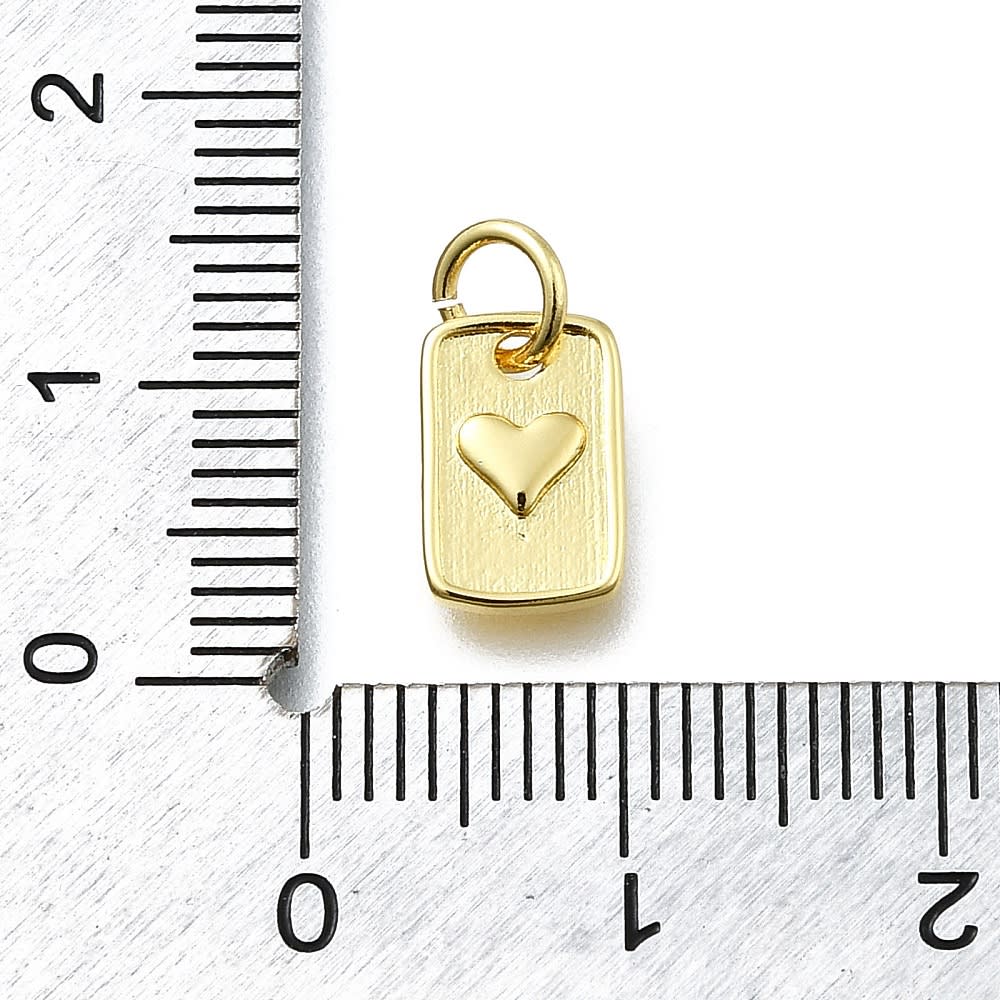 Dije colgante medalla corazón 9.5 mm baño de oro / unidad3