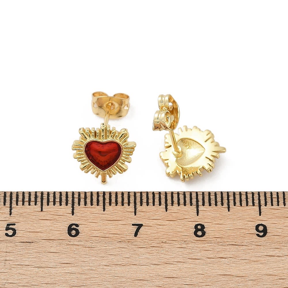 Aros topo topito segunda etapa sagrado corazón 11 mm baño oro / par2