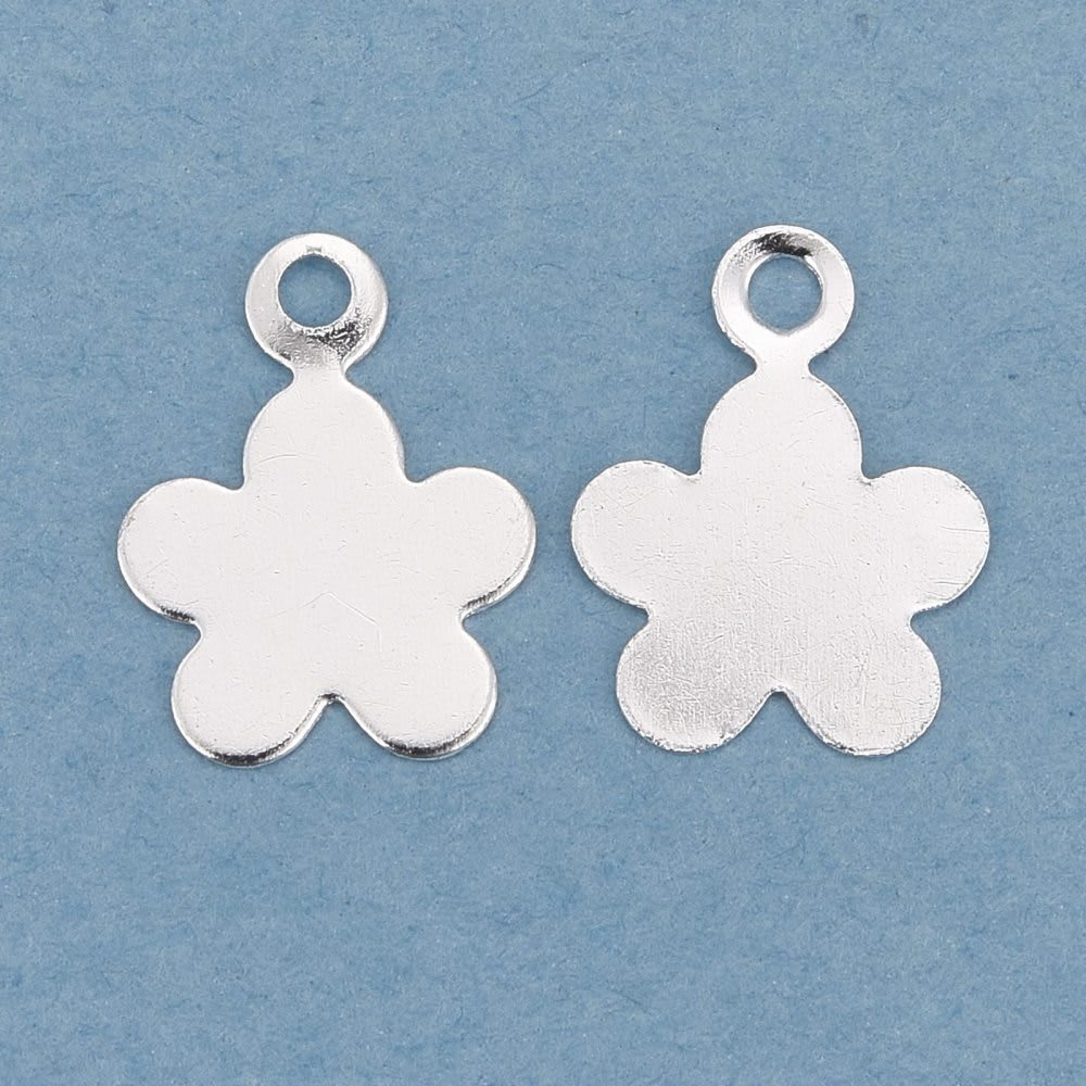 Dije colgante flor 5 petalos 9.5 mm dorada plateada / unidad5