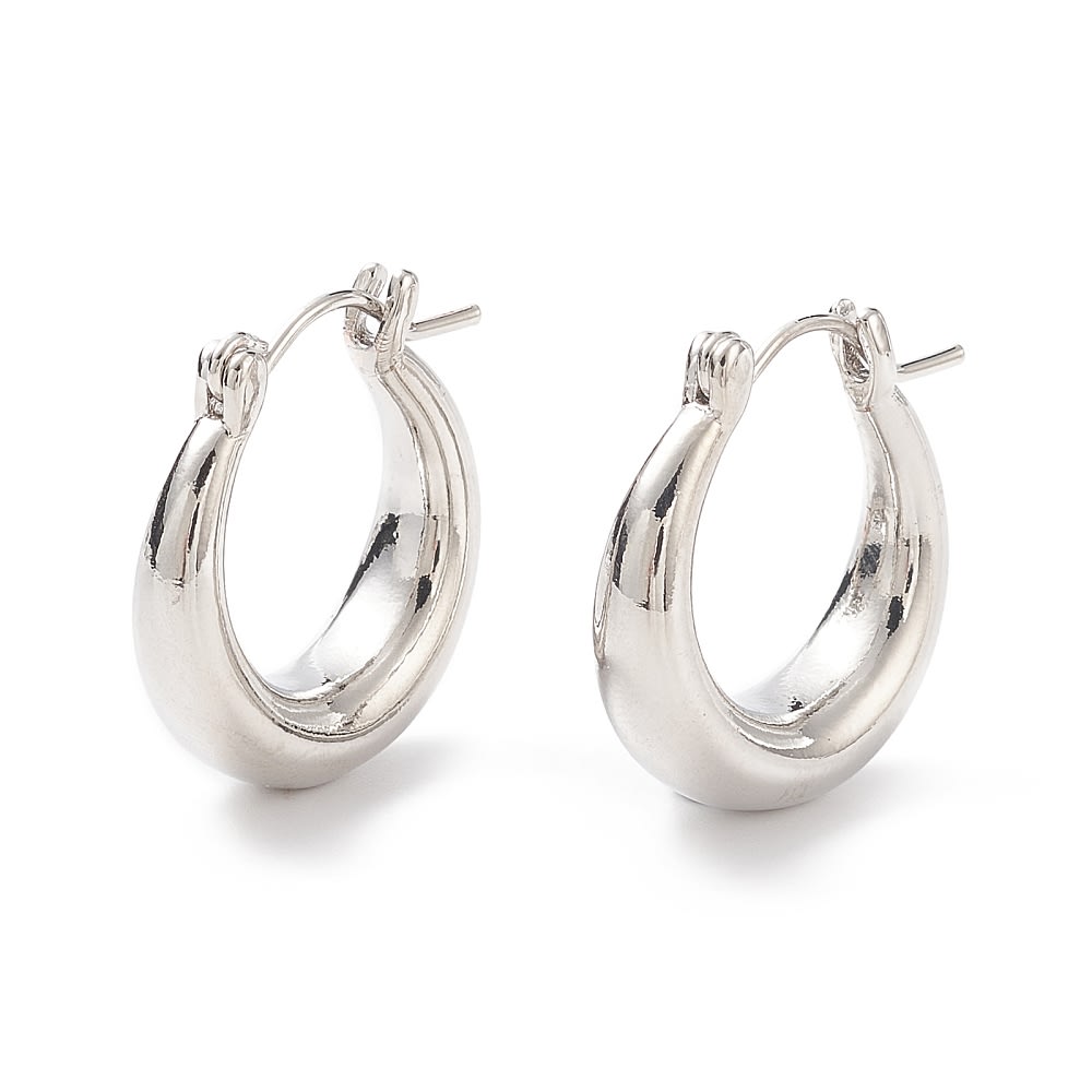 Aros argollas chunky macizo 20 mm baño oro platino / par4