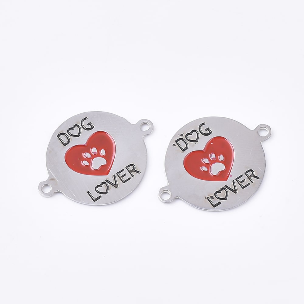 Dije conector perro gato Cat Dog lover acero / unidad3