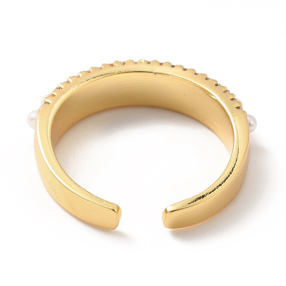 Anillo ajustable cinta de perlas baño de oro / unidad3