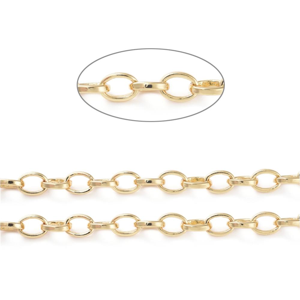 Cadena eslabón alargado ovalado baño de oro / metro3