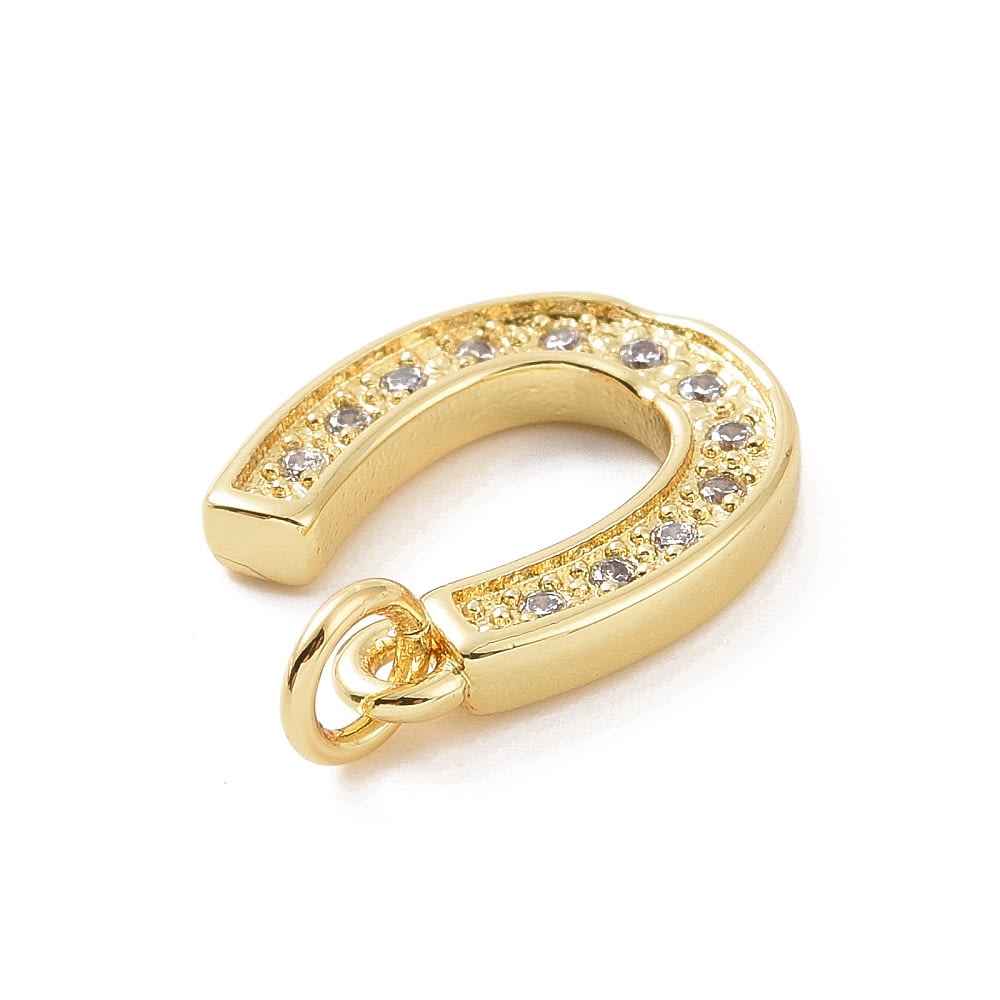 Dije colgante herradura amuleto suerte 15 mm zircón latón / unidad3