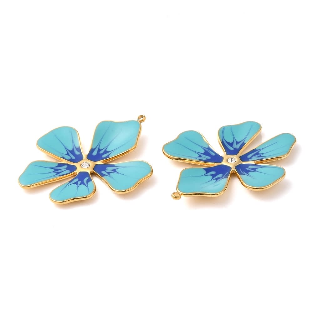 Dije colgante flor esmaltada acero dorado / unidad4